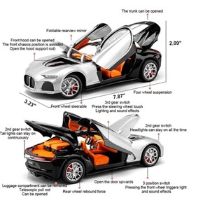 اسباب بازی ماشین فلزی بوگاتی نقره ای سقف مشکی 1:24 Diecast Bugatti Atlantic_اسباب بازی ماشین